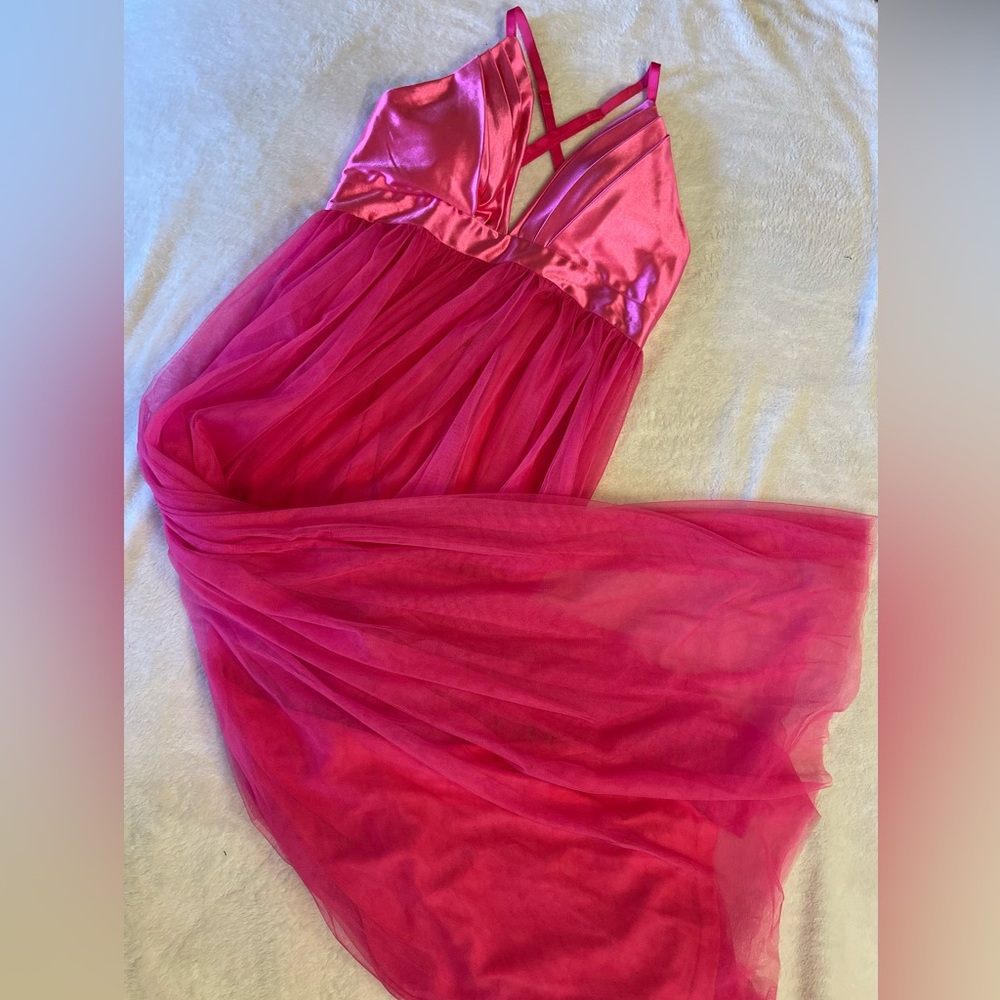 Haute Monde Fuchsia Satin Formal Dress